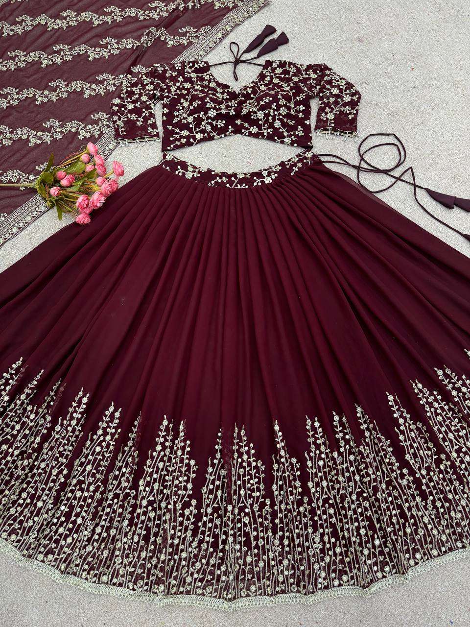 Haldi Outfits  - Faux Georgette Lehenga