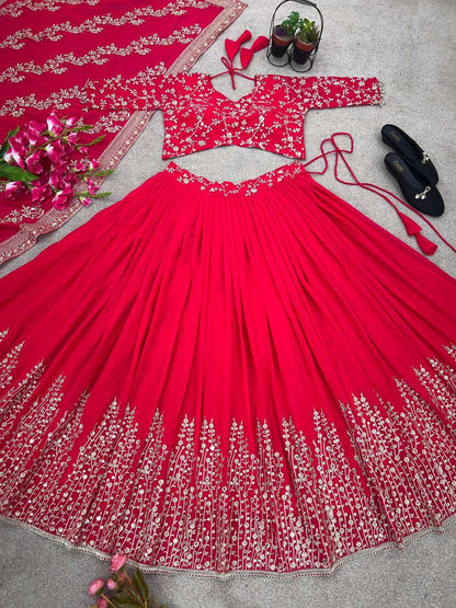 Haldi Outfits  - Faux Georgette Lehenga