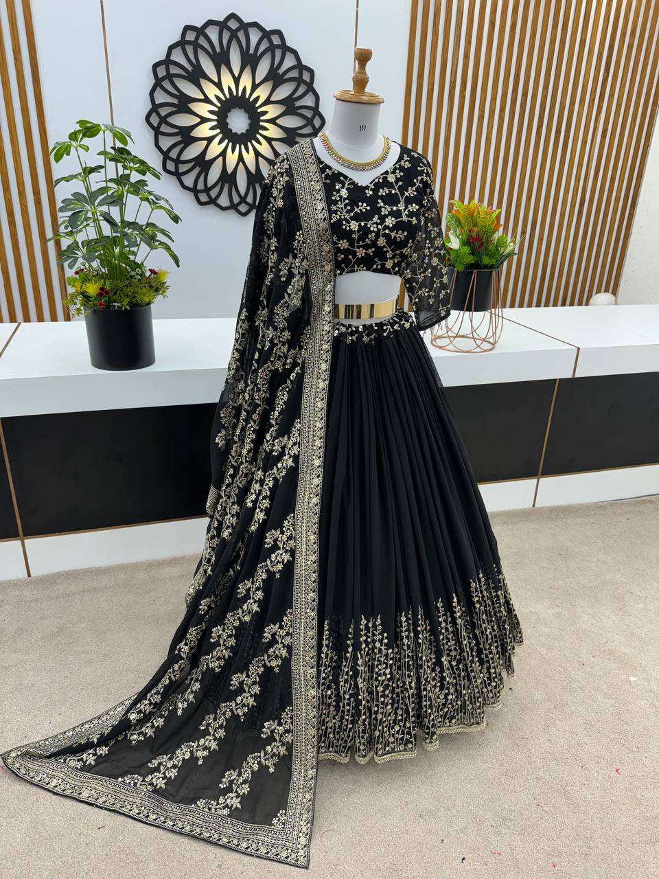Haldi Outfits  - Faux Georgette Lehenga
