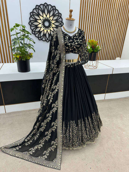 Haldi Outfits  - Faux Georgette Lehenga