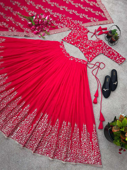 Haldi Outfits  - Faux Georgette Lehenga