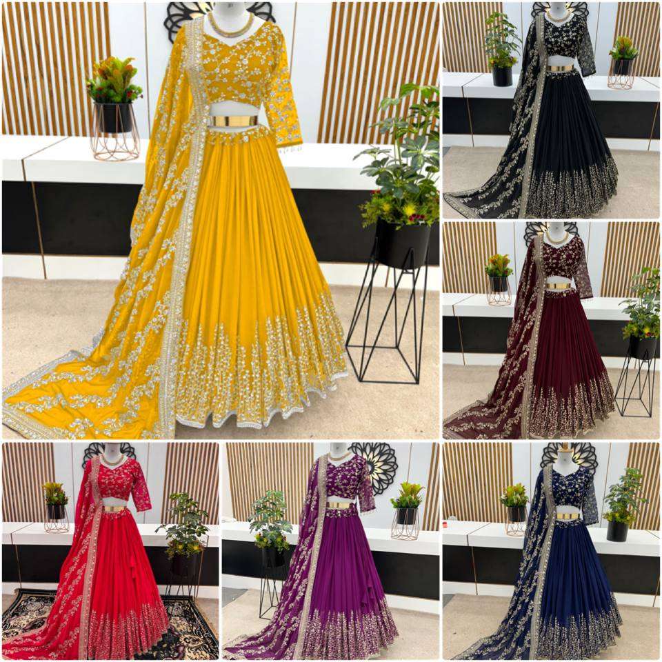 Haldi Outfits  - Faux Georgette Lehenga