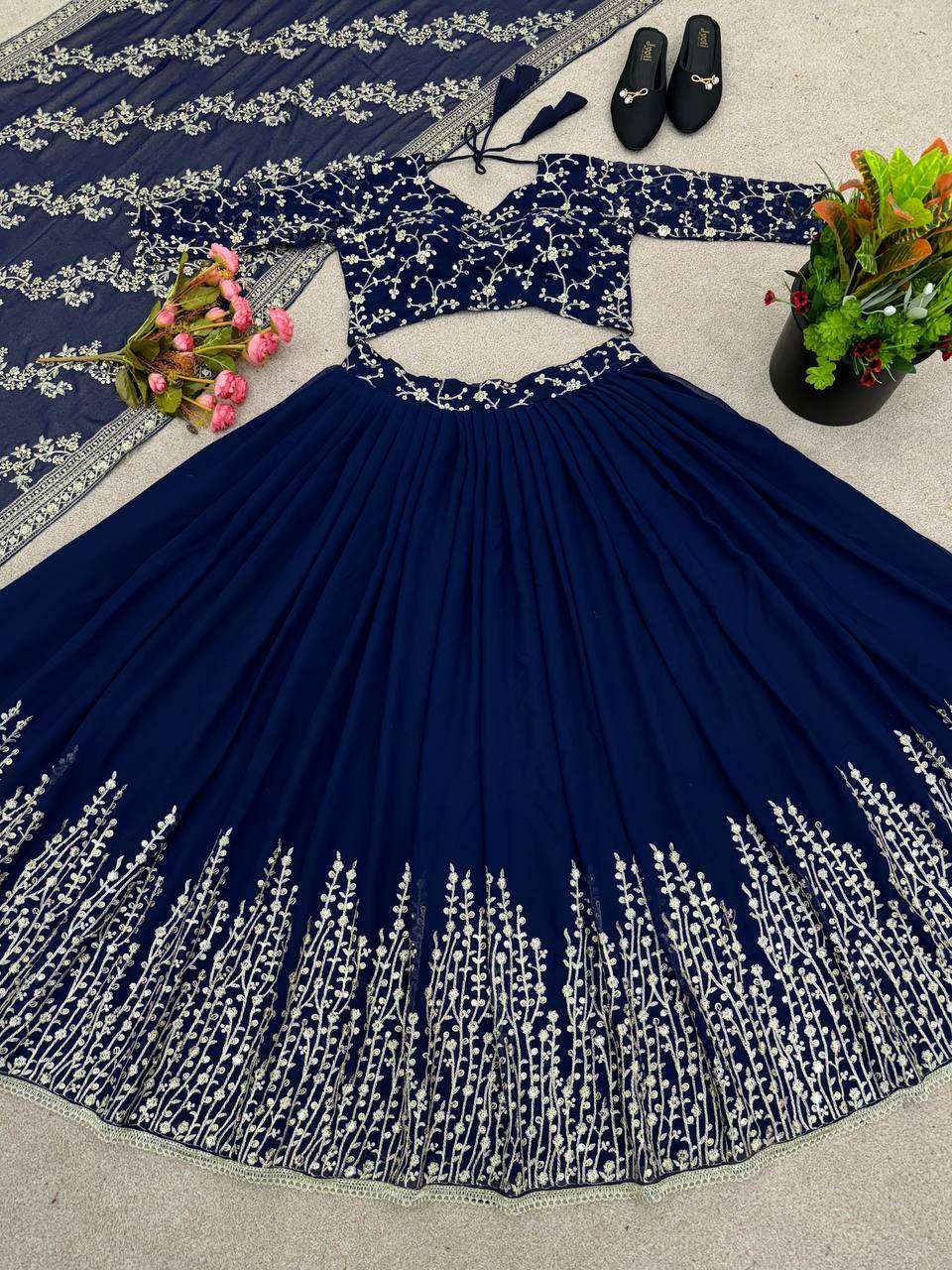 Haldi Outfits  - Faux Georgette Lehenga