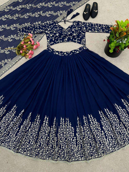 Haldi Outfits  - Faux Georgette Lehenga