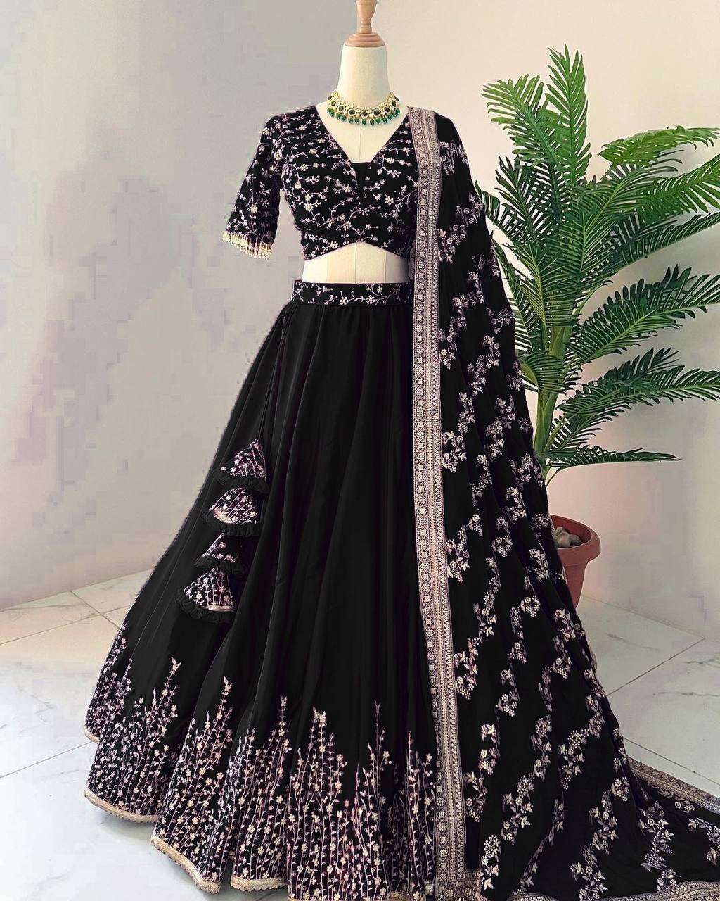 Haldi Outfits  - Faux Georgette Lehenga