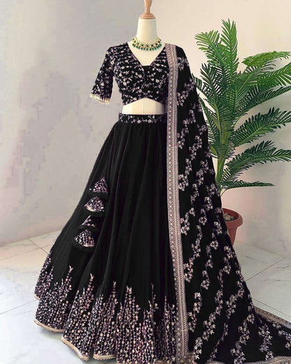 Haldi Outfits  - Faux Georgette Lehenga