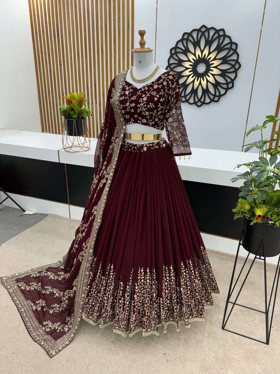 Haldi Outfits  - Faux Georgette Lehenga