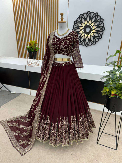 Haldi Outfits  - Faux Georgette Lehenga