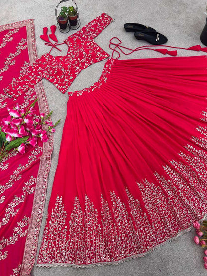Haldi Outfits  - Faux Georgette Lehenga