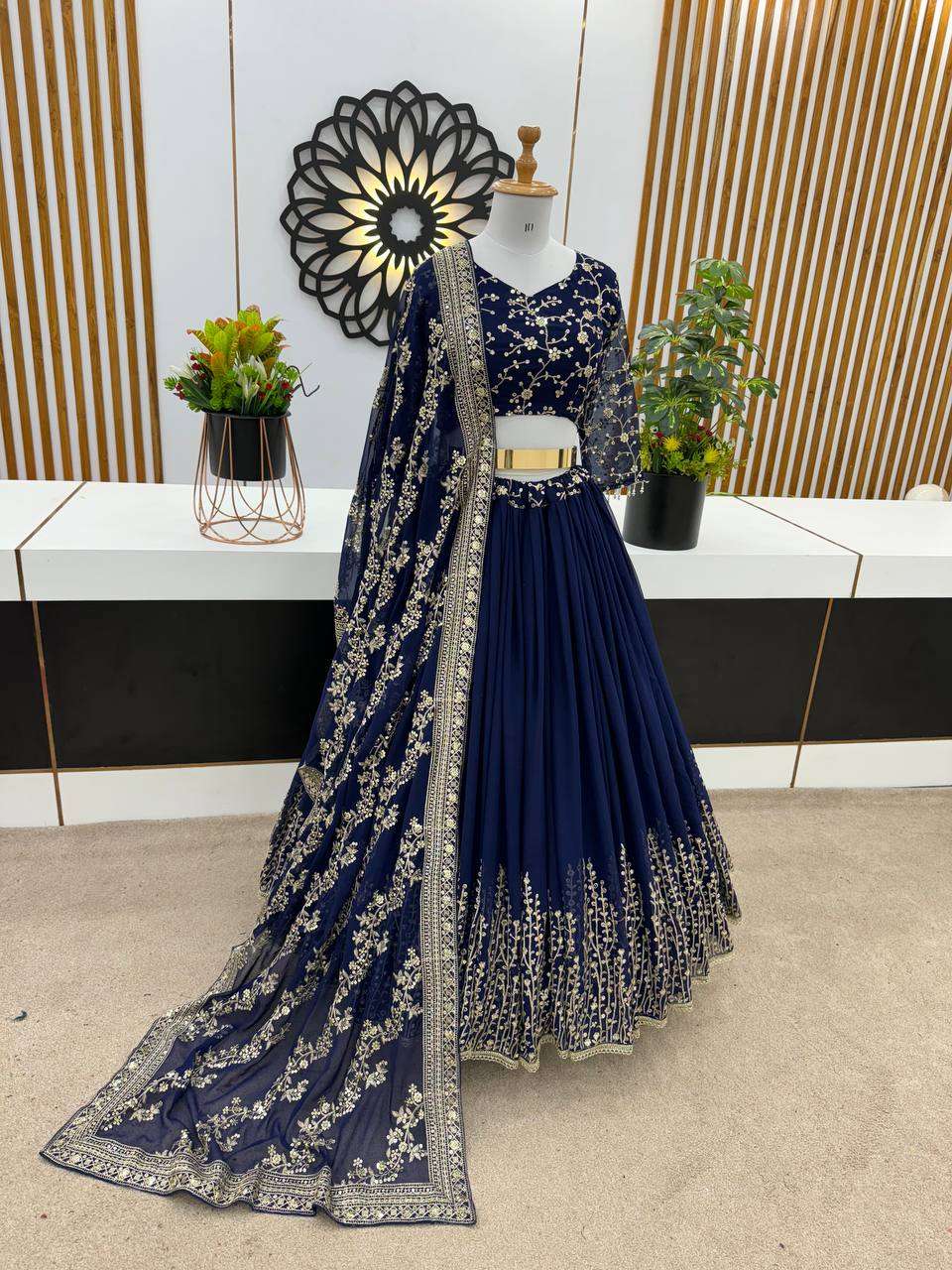 Haldi Outfits  - Faux Georgette Lehenga