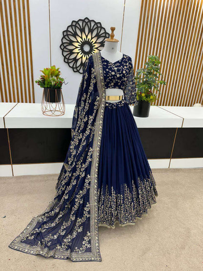 Haldi Outfits  - Faux Georgette Lehenga