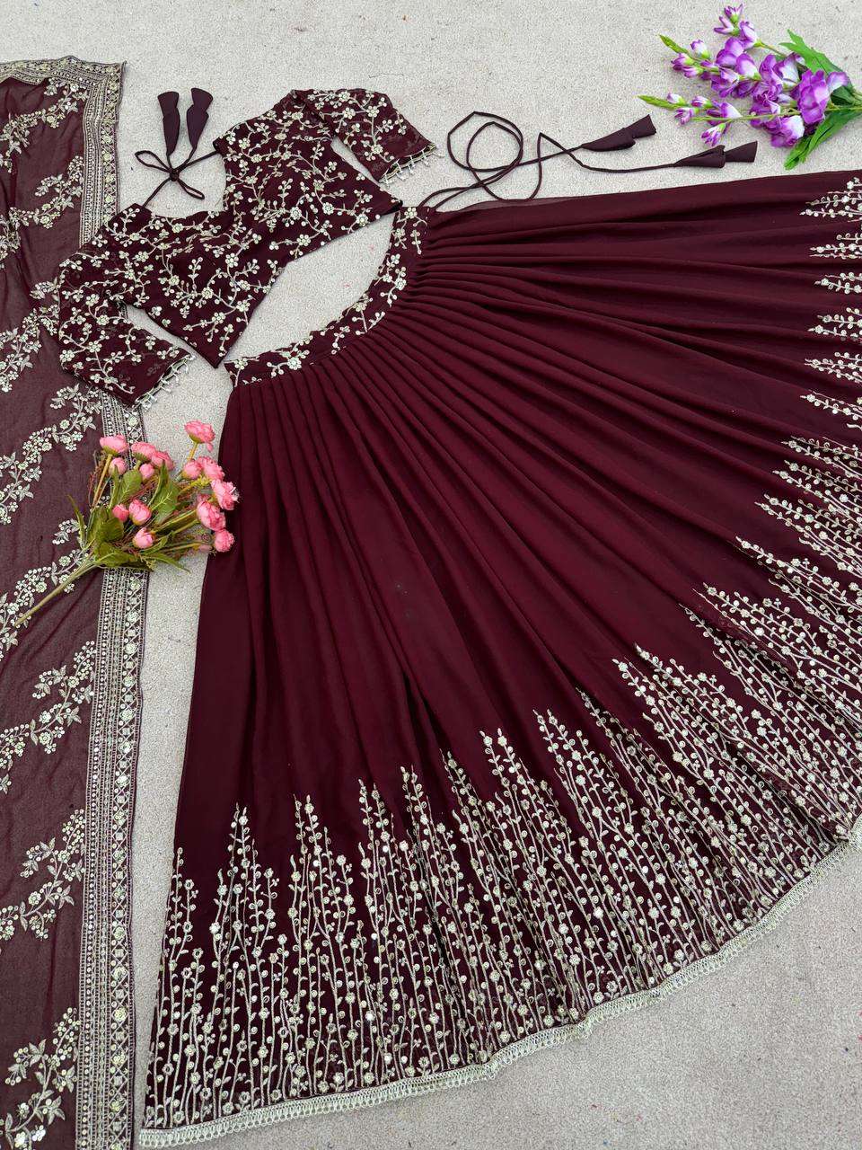 Haldi Outfits  - Faux Georgette Lehenga