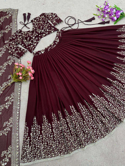 Haldi Outfits  - Faux Georgette Lehenga
