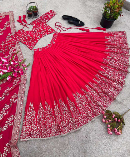 Haldi Outfits  - Faux Georgette Lehenga