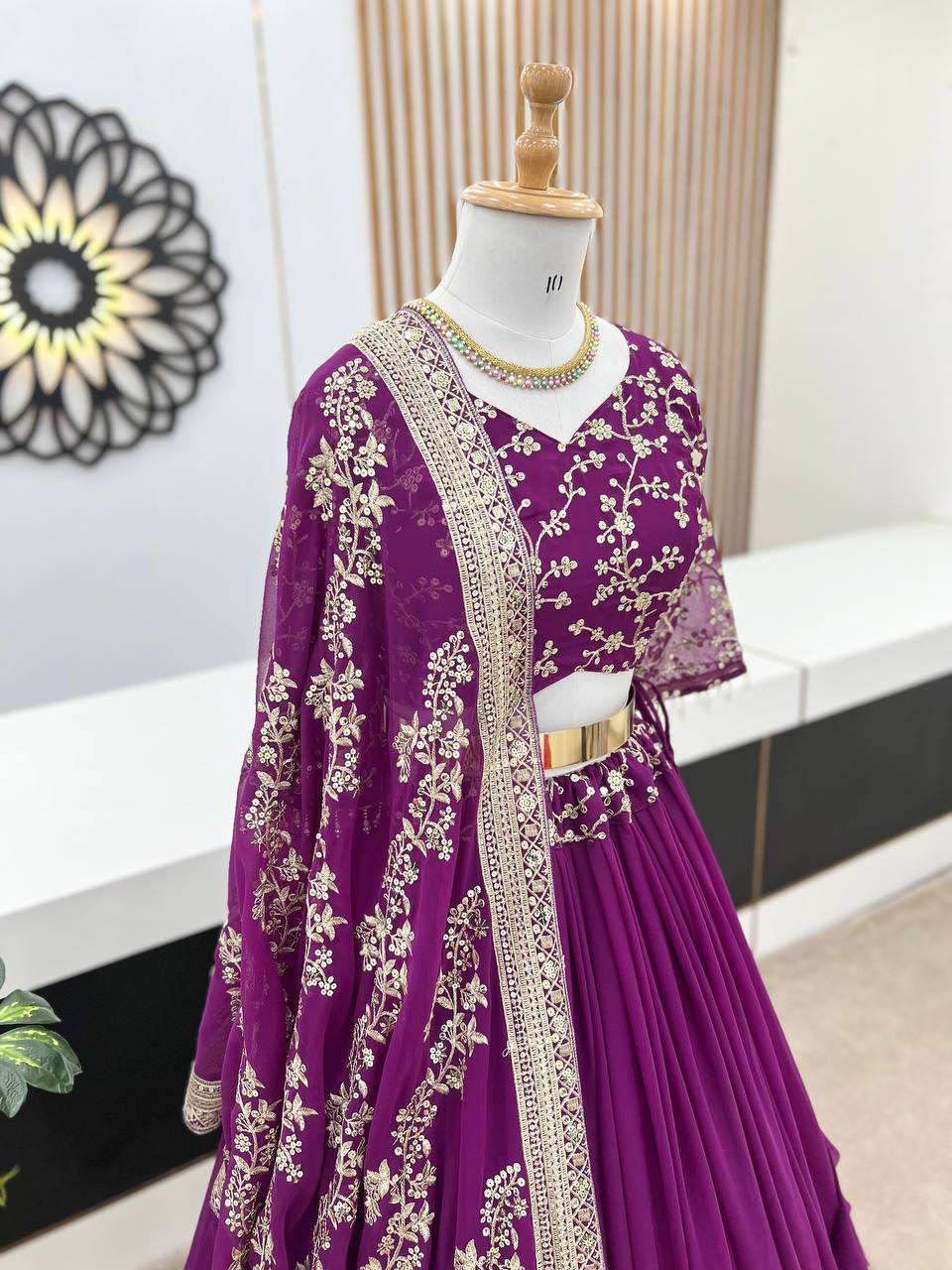 Haldi Outfits  - Faux Georgette Lehenga