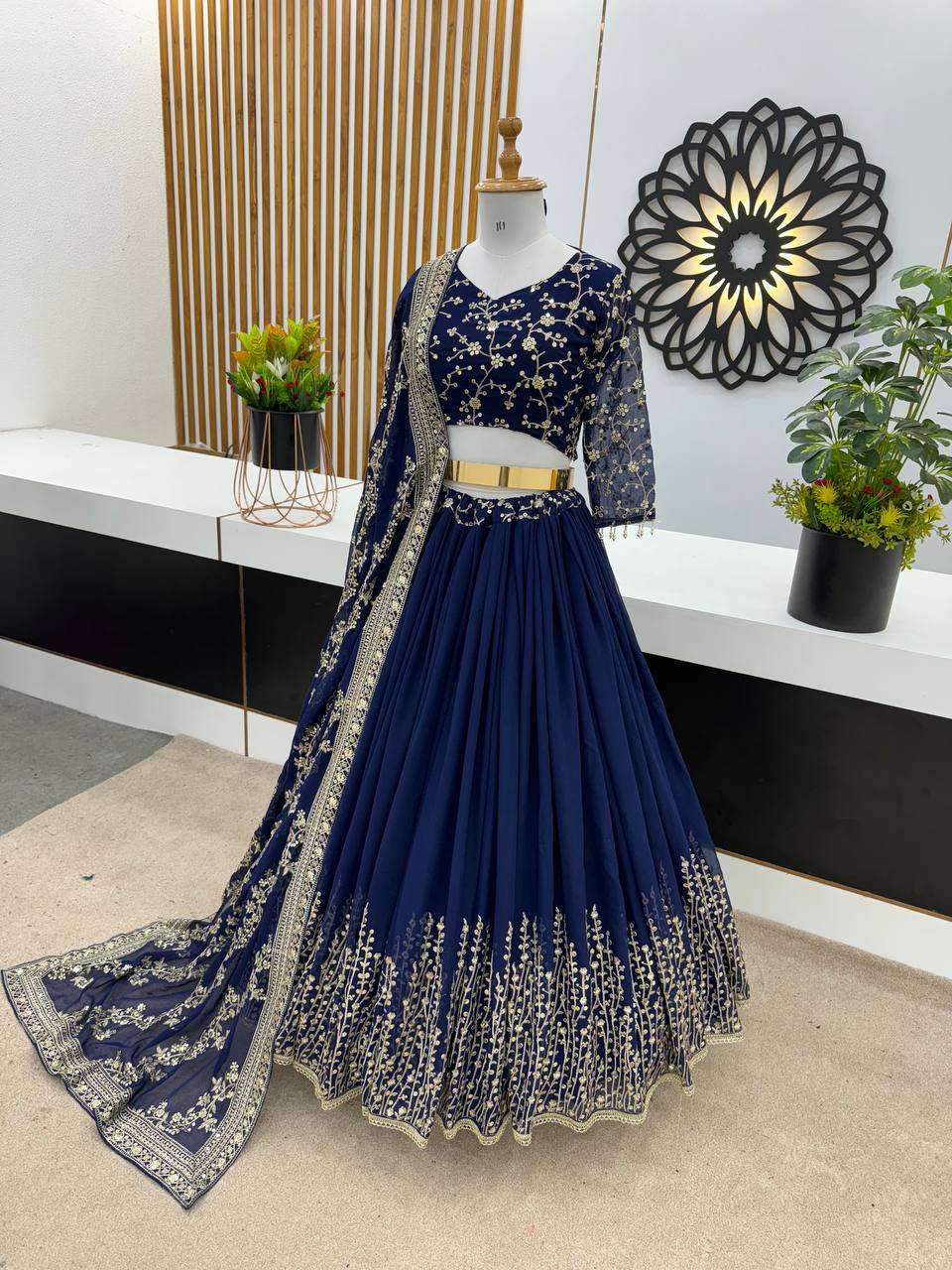 Haldi Outfits  - Faux Georgette Lehenga