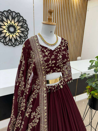 Haldi Outfits  - Faux Georgette Lehenga