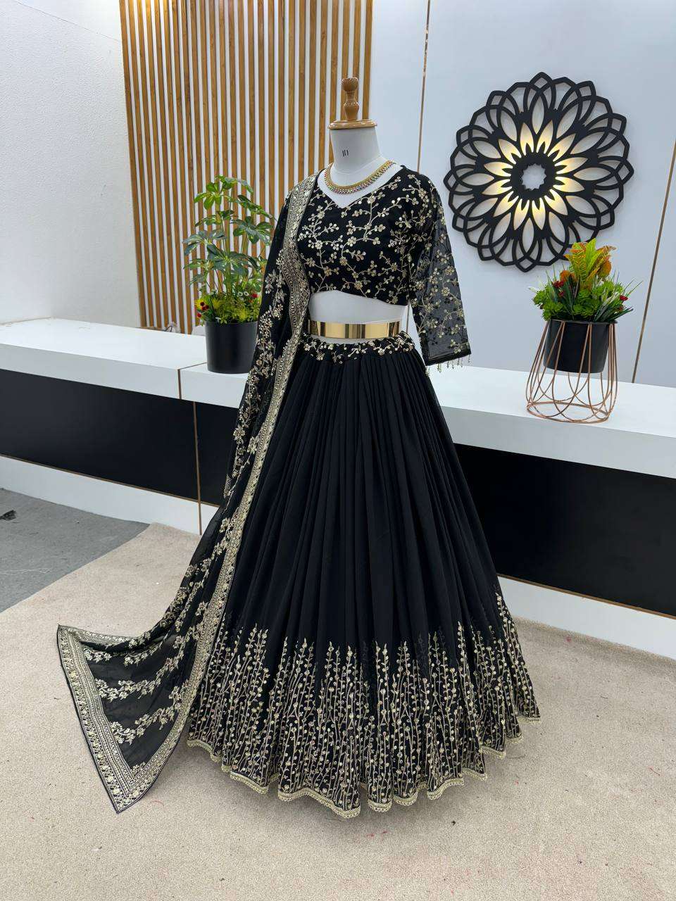 Haldi Outfits  - Faux Georgette Lehenga