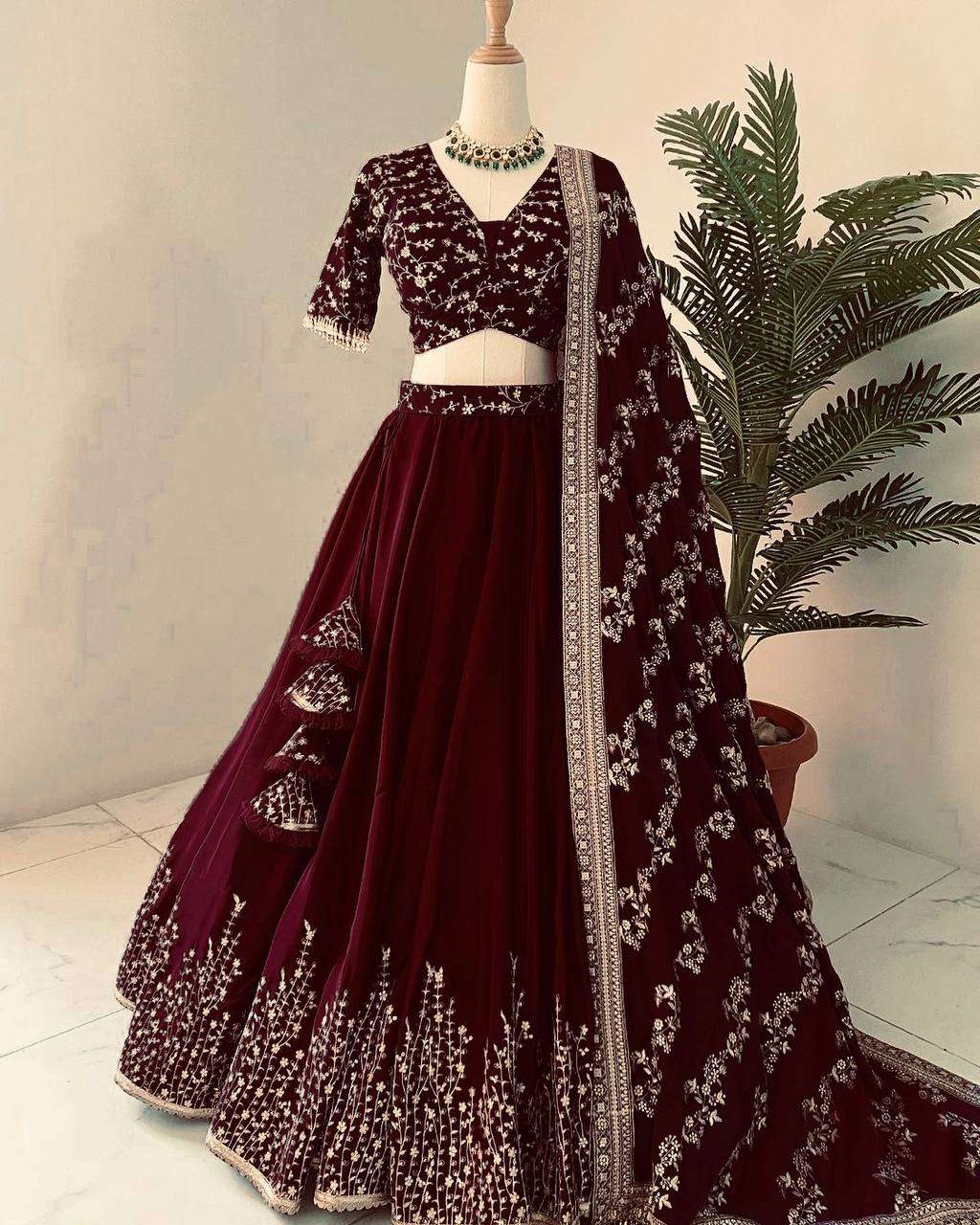 Haldi Outfits  - Faux Georgette Lehenga