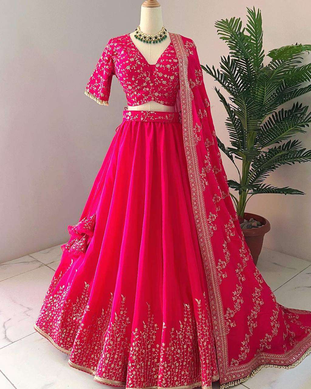 Haldi Outfits  - Faux Georgette Lehenga