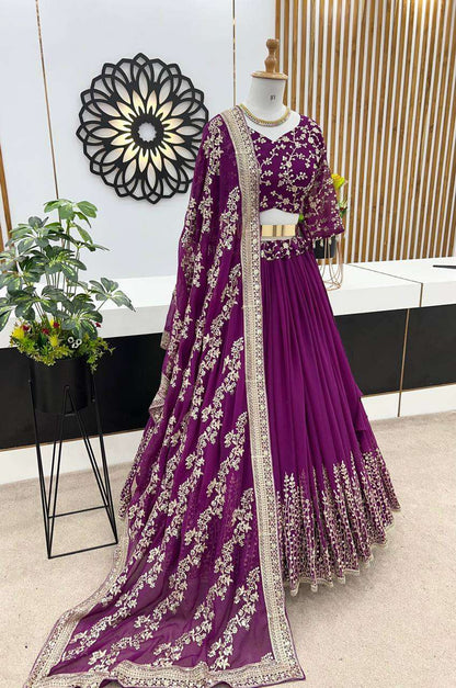 Haldi Outfits  - Faux Georgette Lehenga