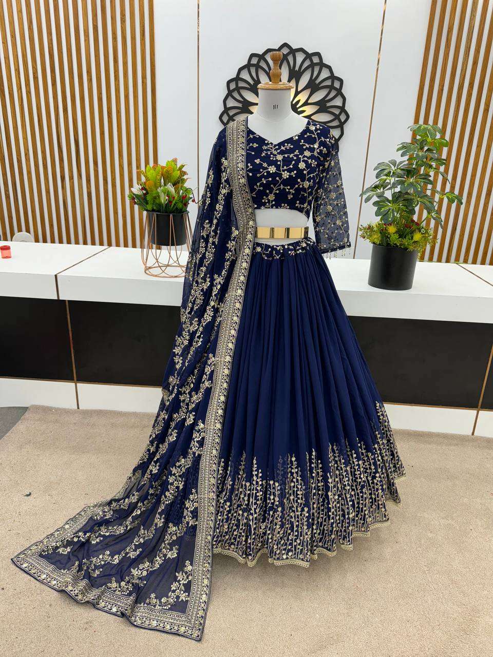 Haldi Outfits  - Faux Georgette Lehenga