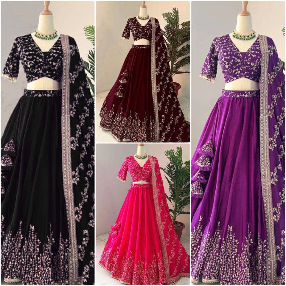 Haldi Outfits  - Faux Georgette Lehenga