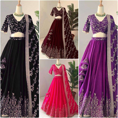 Haldi Outfits  - Faux Georgette Lehenga