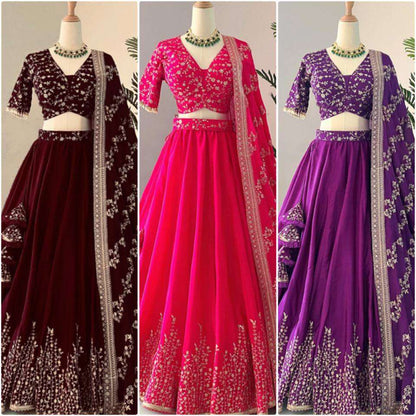 Haldi Outfits  - Faux Georgette Lehenga