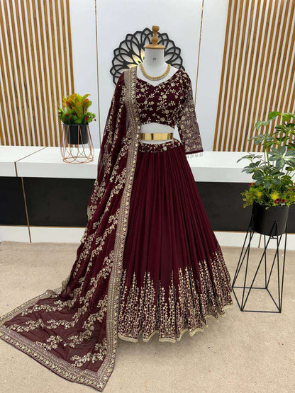 Haldi Outfits  - Faux Georgette Lehenga