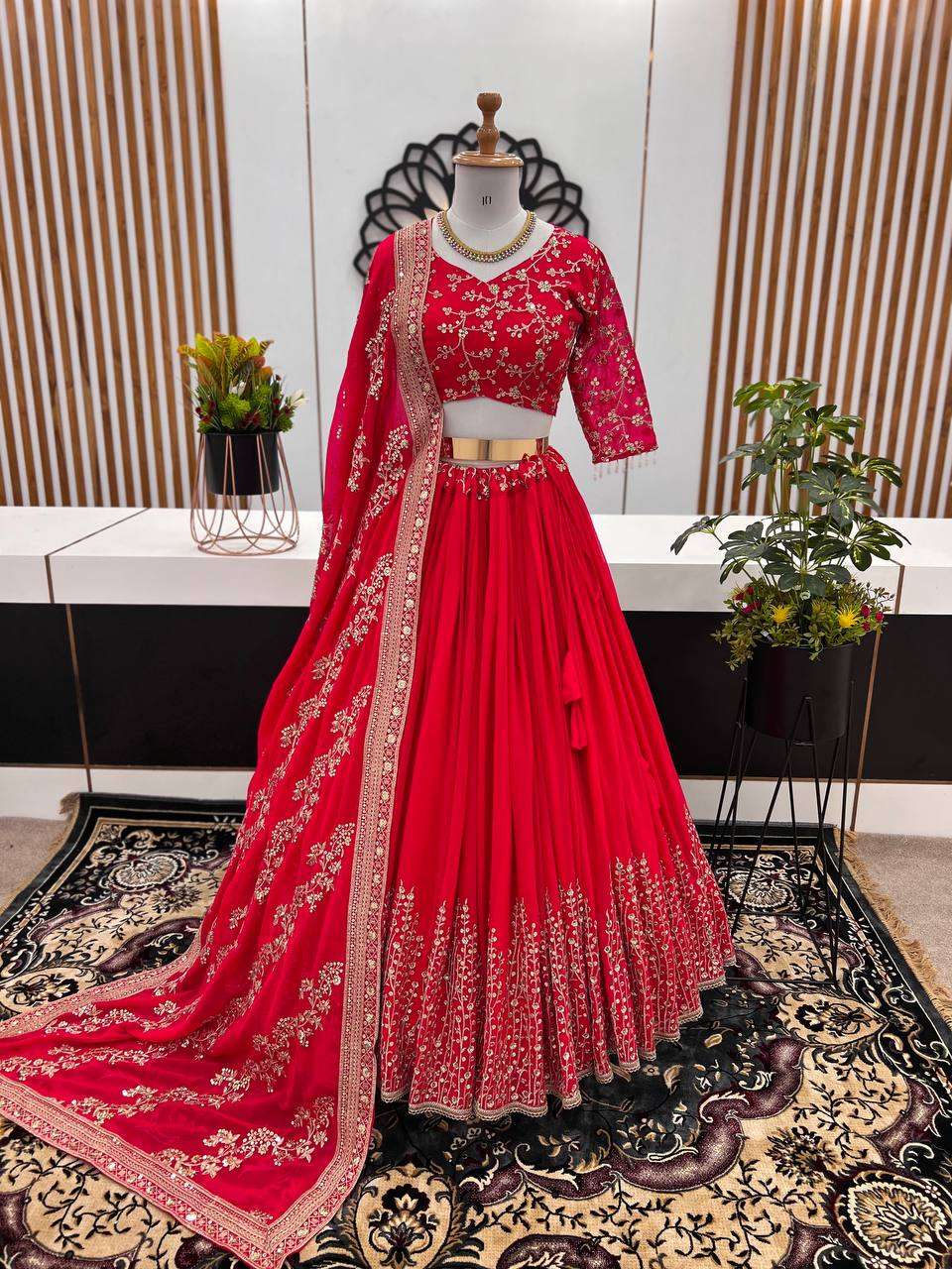 Haldi Outfits  - Faux Georgette Lehenga