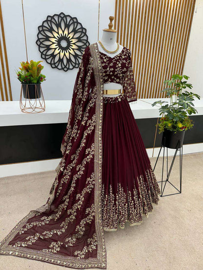 Haldi Outfits  - Faux Georgette Lehenga
