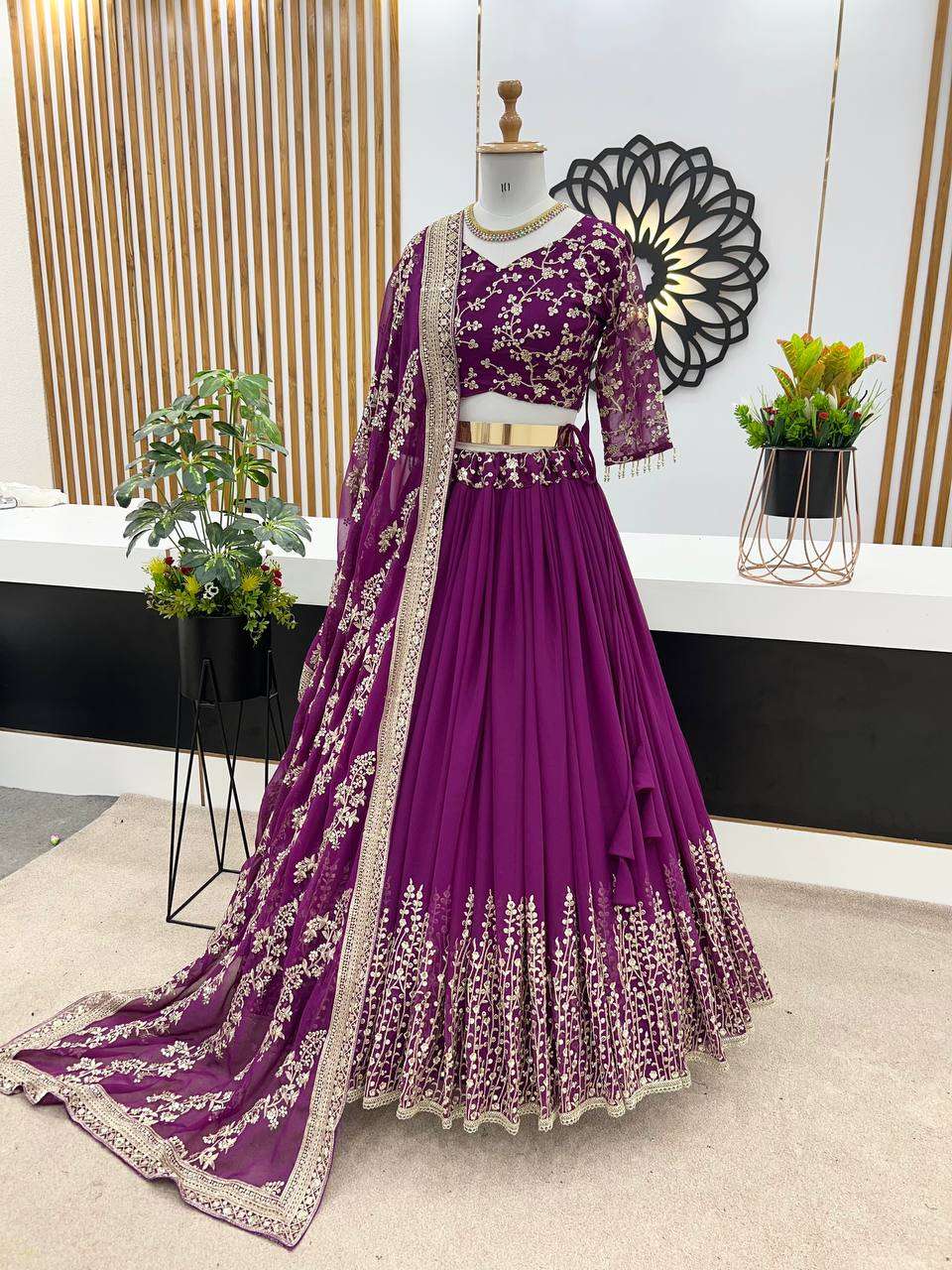 Haldi Outfits  - Faux Georgette Lehenga
