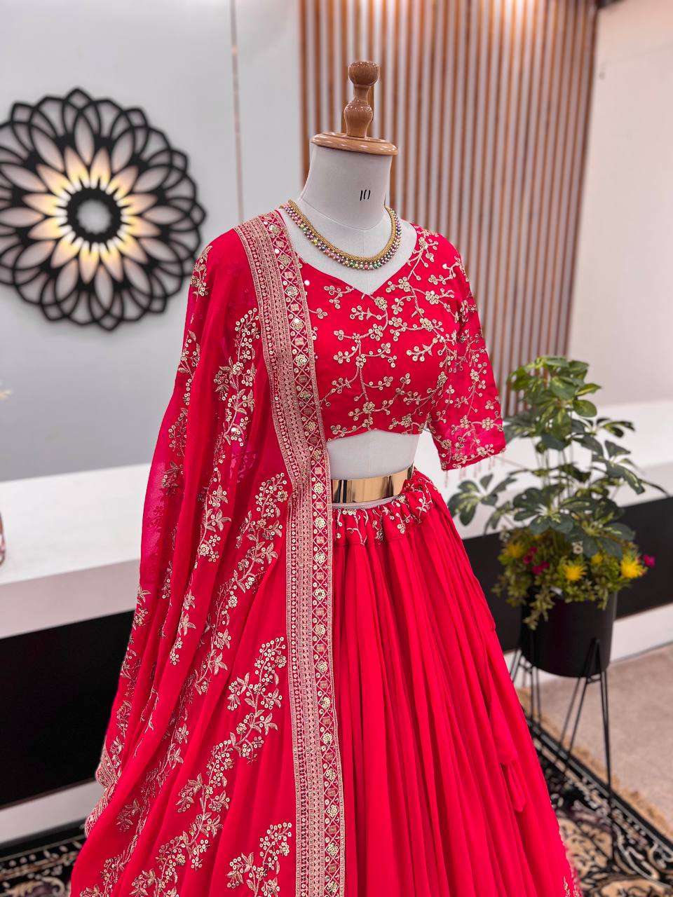 Haldi Outfits  - Faux Georgette Lehenga