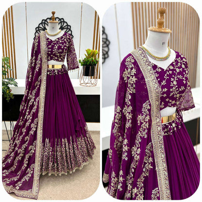Haldi Outfits  - Faux Georgette Lehenga