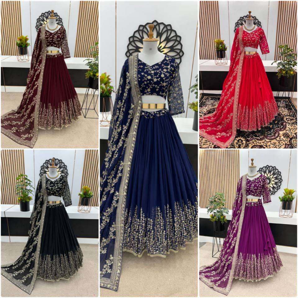 Haldi Outfits  - Faux Georgette Lehenga