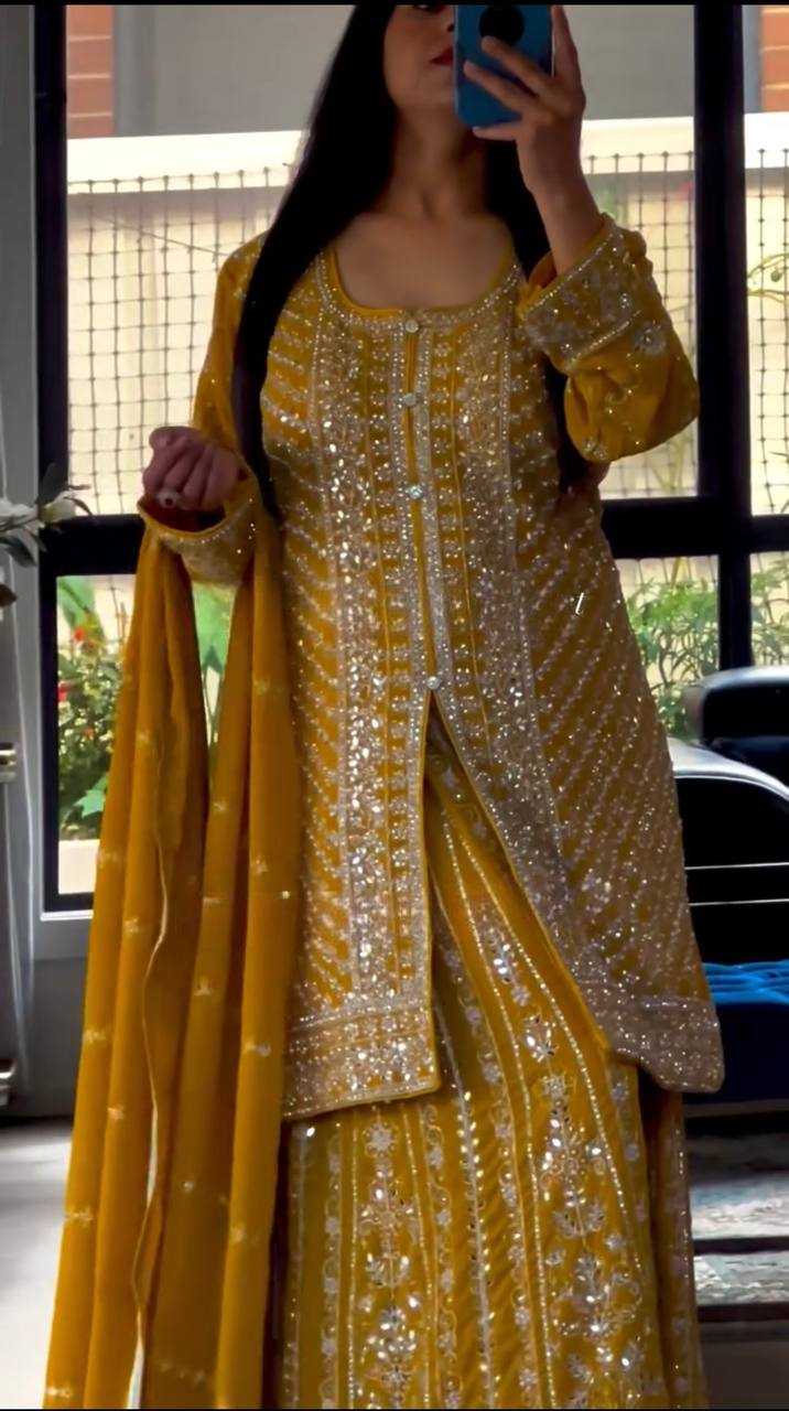 Faux Georgette Embroidery Sharara Salwar Suit