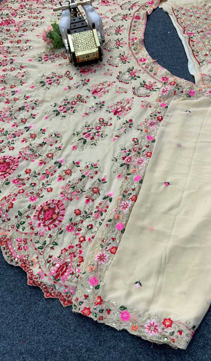 Faux Georgette  Engagement Outfits  Lehengas Wedding Collections