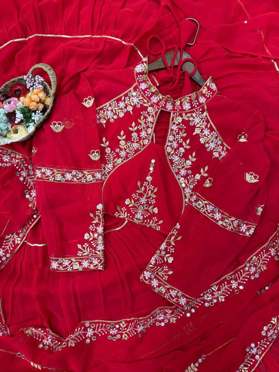Faux Georgette Ruffle Sarees