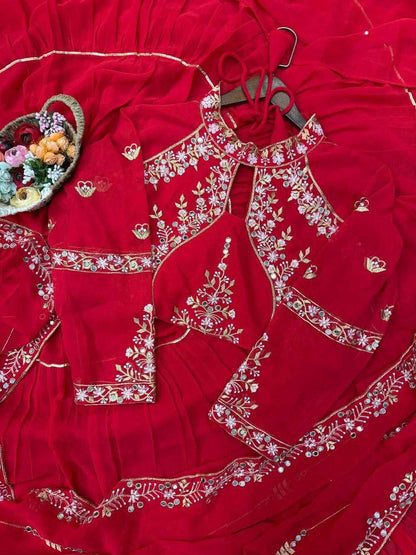 Faux Georgette Ruffle Sarees