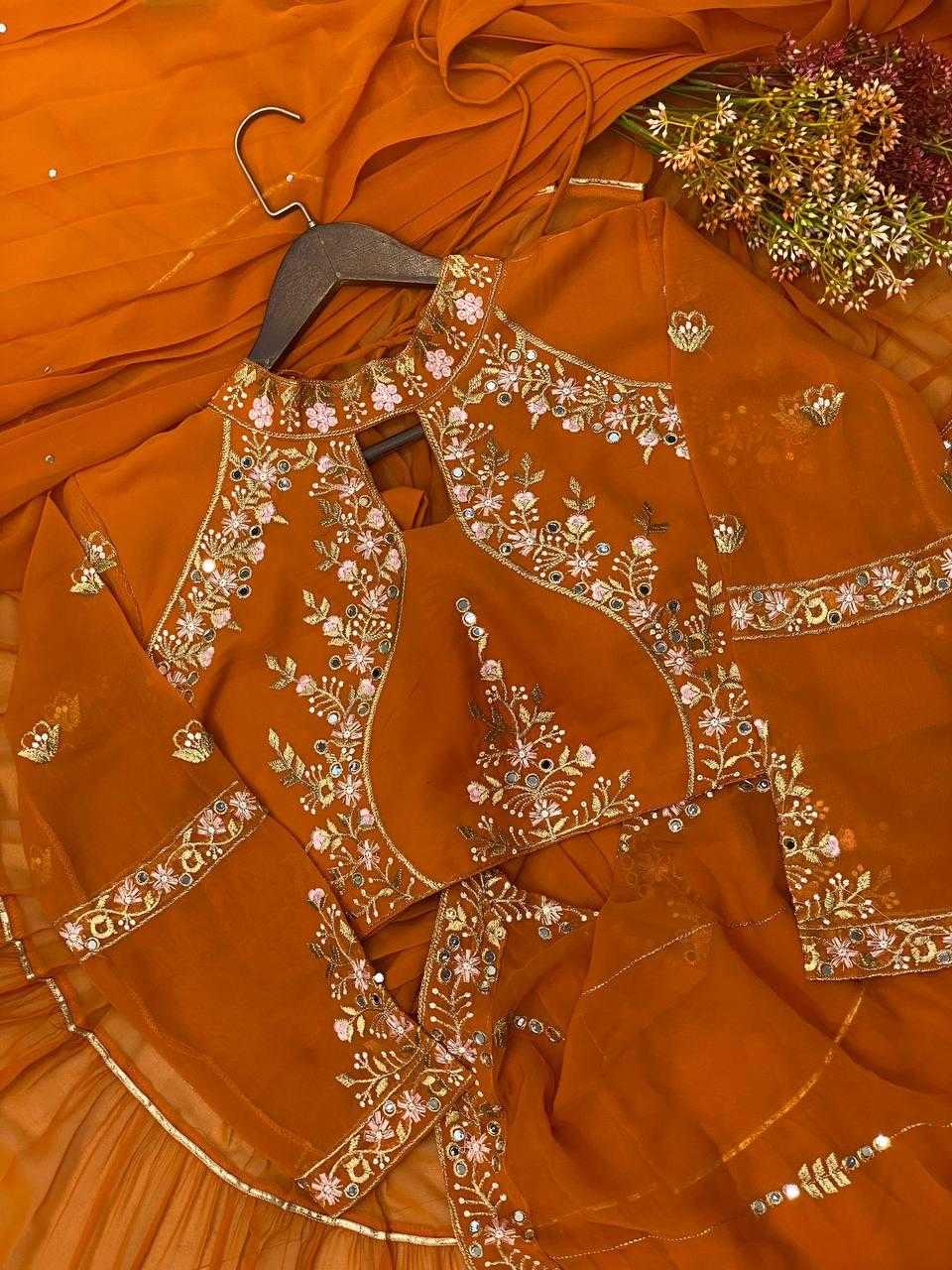 Faux Georgette Ruffle Sarees