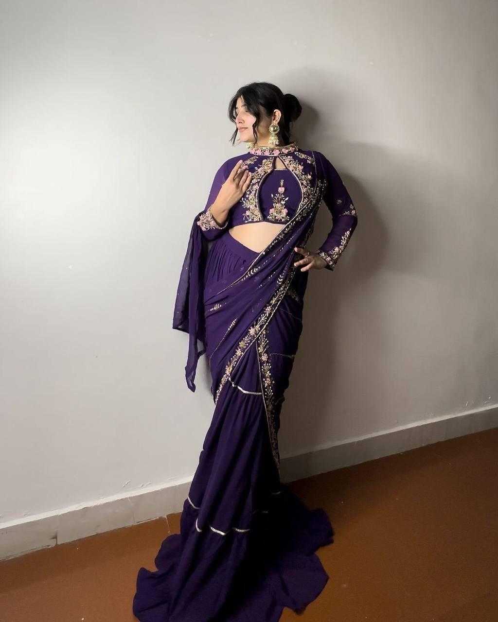 Faux Georgette Ruffle Sarees