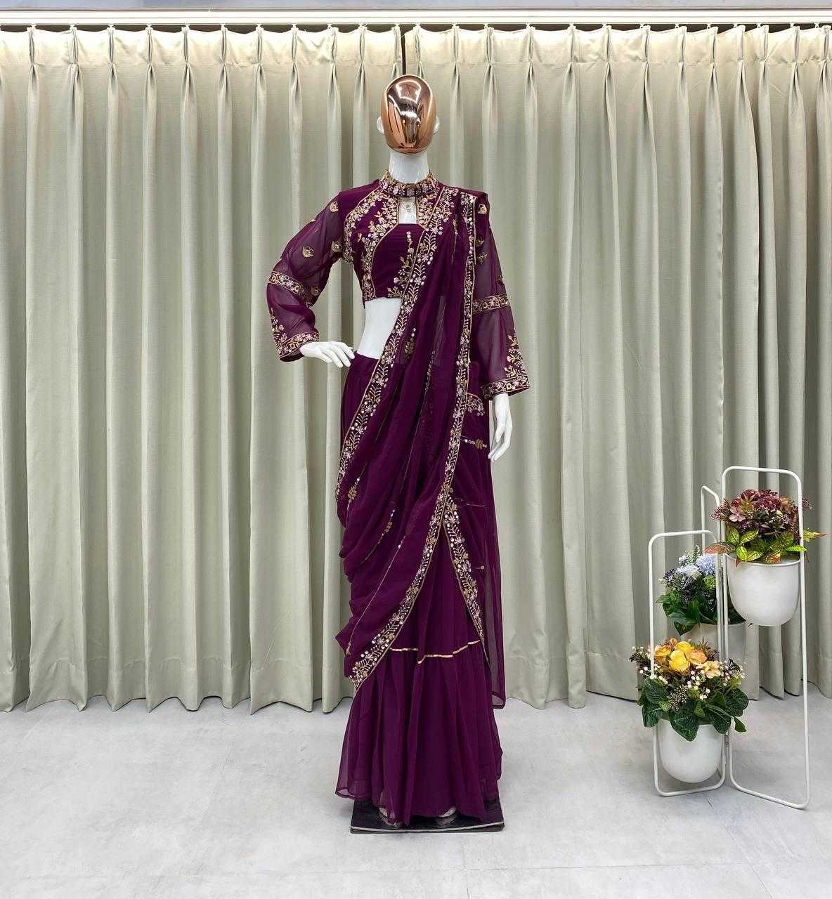 Faux Georgette Ruffle Sarees