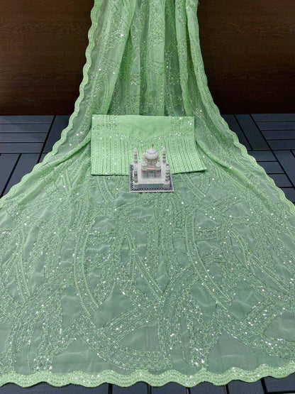 Faux Georgette Sequence Mouni Roy  Bollywood Saree Collections