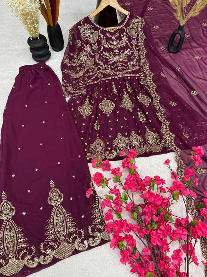 Designer Faux Georgette Sharara Salwar Suits