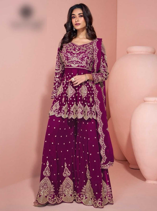Designer Faux Georgette Sharara Salwar Suits