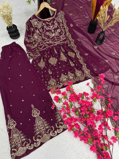 Designer Faux Georgette Sharara Salwar Suits