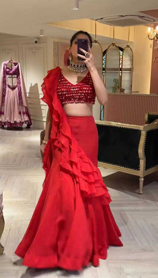 FAUX GEORGETTE   LEHENGA SAREE