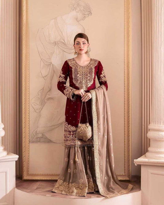 Georgette Embroidery Sharara Salwar Suit