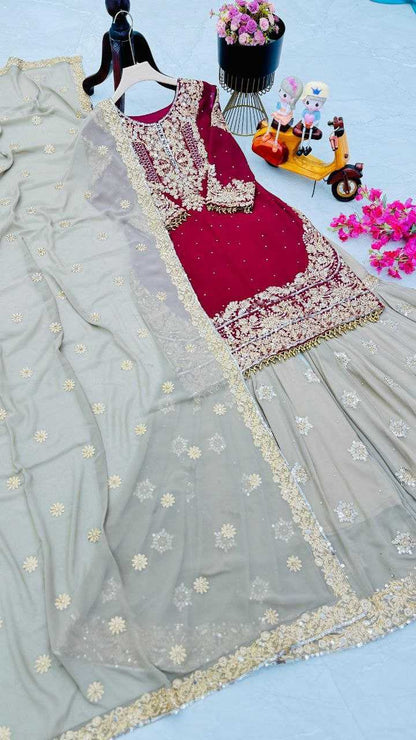 Georgette Embroidery Sharara Salwar Suit